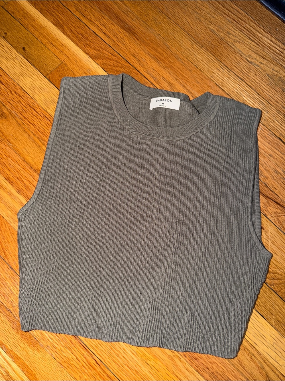 Babaton Olive Ribbed Cropped Tank